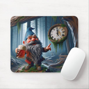 Forest Gnome Five o'clock Time Mouse Pad