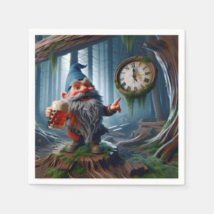 Forest Gnome On Five o'clock Time Napkins