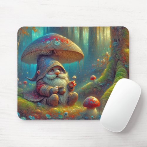 Forest Gnome Under a Mushroom Mouse Pad