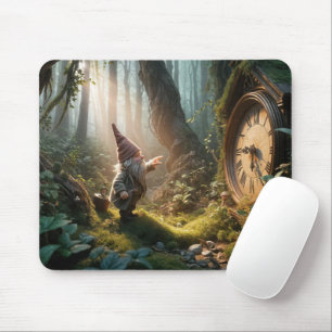 Forest Gnome With Old Clock Mouse Pad