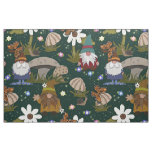 Forest Gnomes Mushrooms and Butterflies Fabric