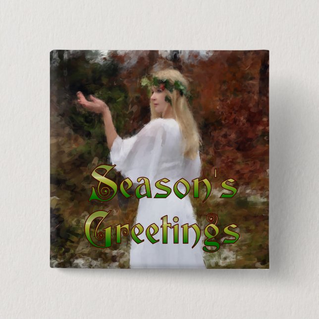 Forest Goddess - Season's Greetings Button (Front)