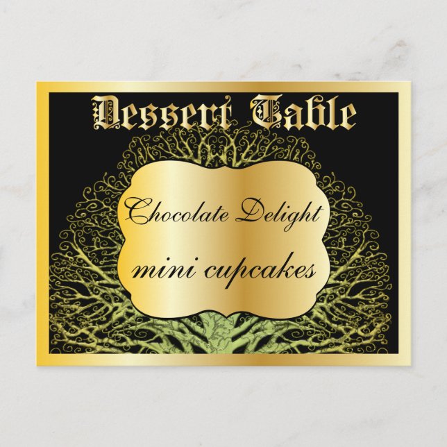 Forest Gold Dessert or Candy Buffet Table Card (Front)