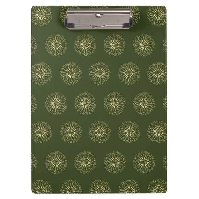 Forest | Golden Zinnia Flower Medallions Clipboard (Front)