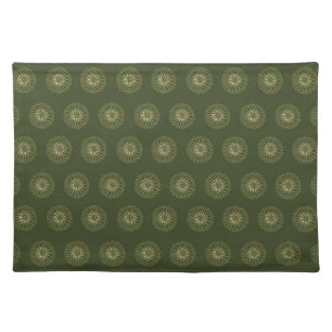 Forest Golden Zinnia Flower Medallions Cloth Placemat
