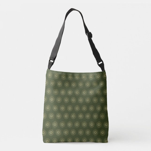 Forest | Golden Zinnia Flower Medallions Crossbody Bag (Back)
