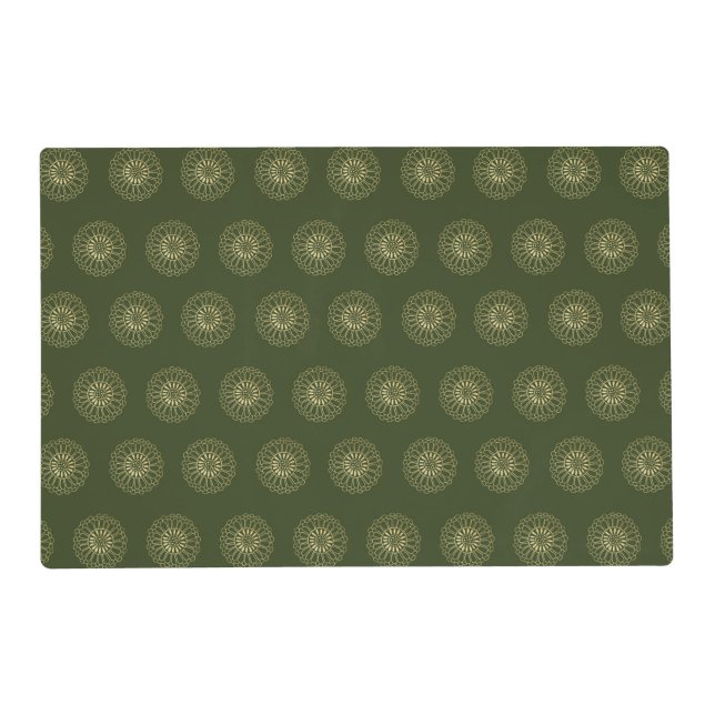 Forest | Golden Zinnia Flower Medallions Placemat (Front)