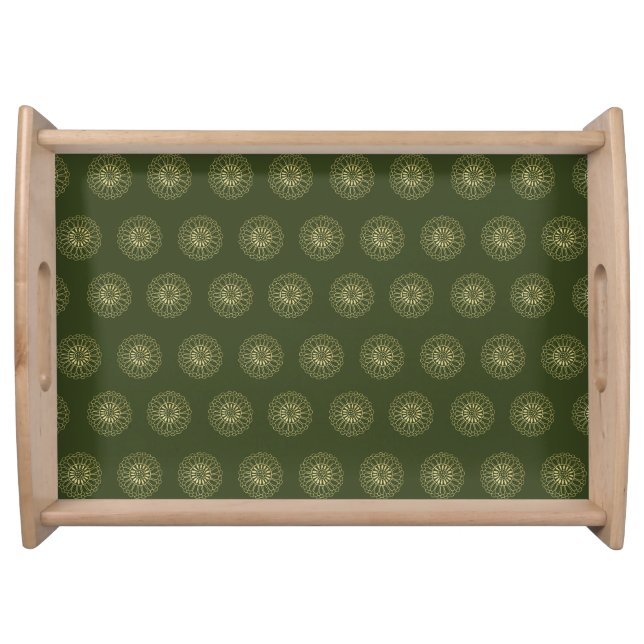 Forest | Golden Zinnia Flower Medallions Serving Tray (Front)