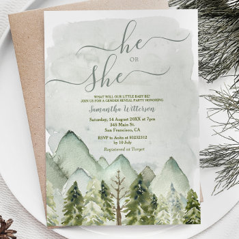 Forest Greatest Adventure Gender Reveal Invitation by HappyPartyStudio at Zazzle
