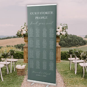 Forest Green 16 Tables Seating Chart Wedding Retractable Banner