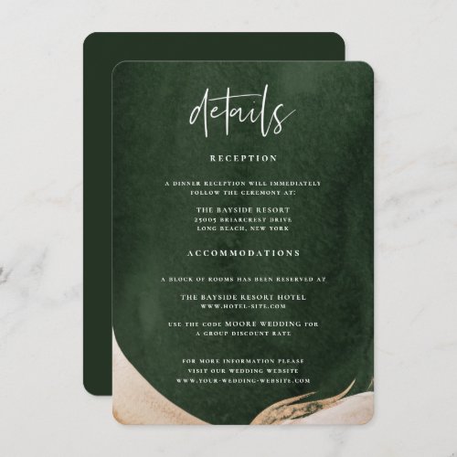 Forest Green Abstract Wedding Details Enclosure Card