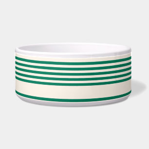 Forest green and beige five stripes pattern bowl