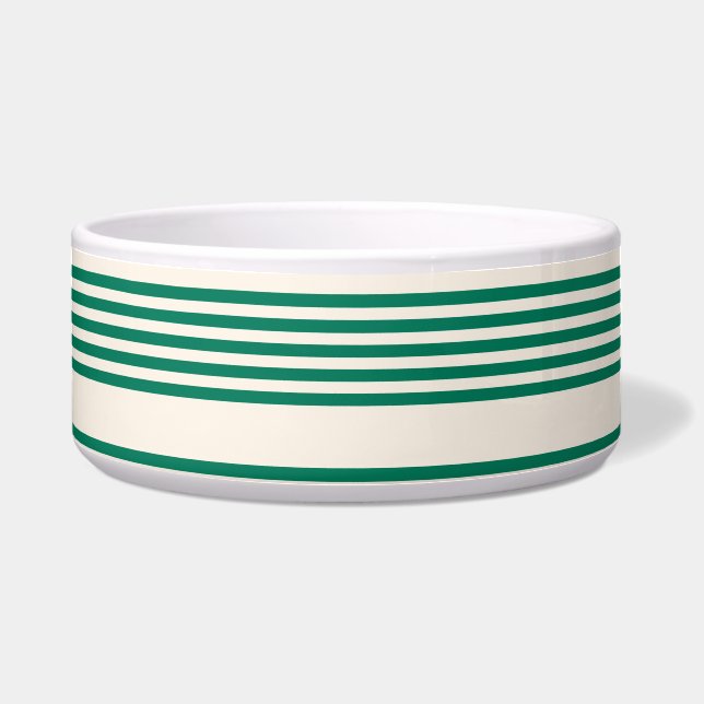 Forest green and beige five stripes pattern bowl (Front)