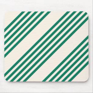 Forest green and beige five stripes pattern mouse pad