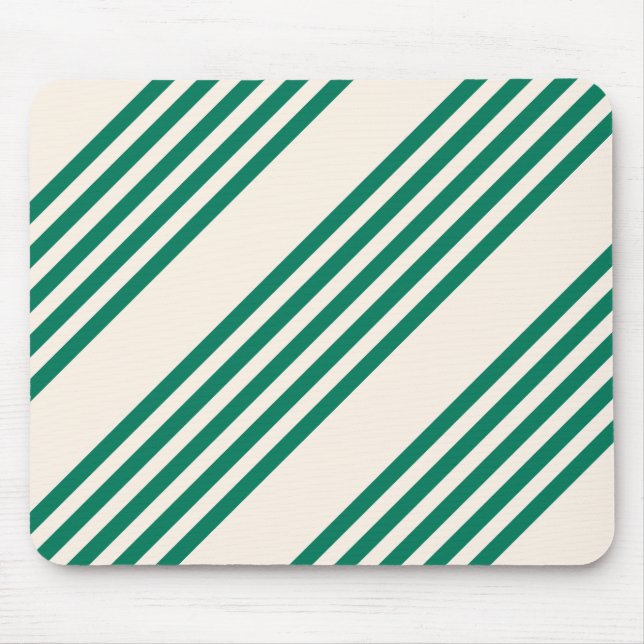 Forest green and beige five stripes pattern mouse pad (Front)