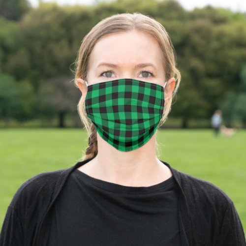 Forest Green And Black Buffalo Lumberjack Plaid Adult Cloth Face Mask