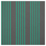 Forest green and charcoal fives stripe pattern fabric