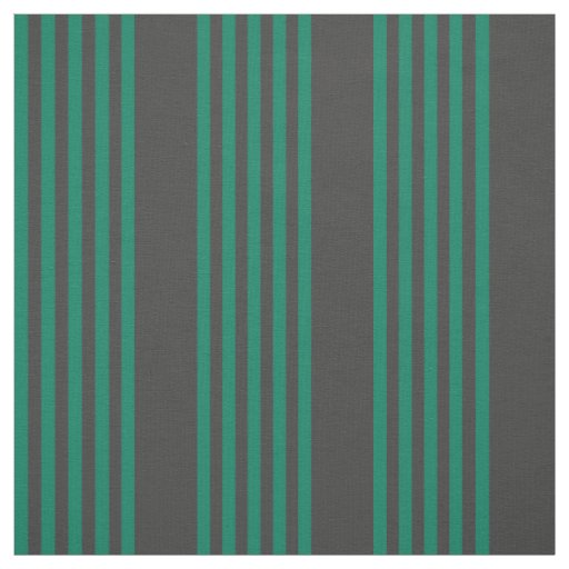 Forest green and charcoal fives stripe pattern fabric