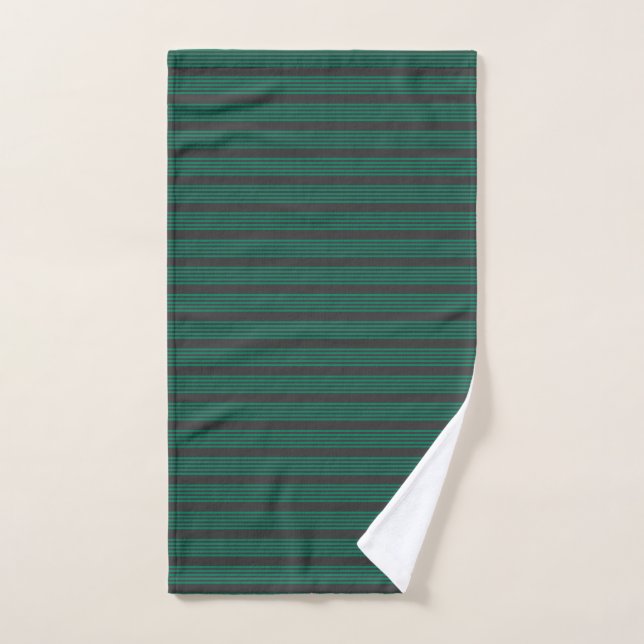 Forest green and charcoal fives stripe pattern hand towel  (Hand Towel)