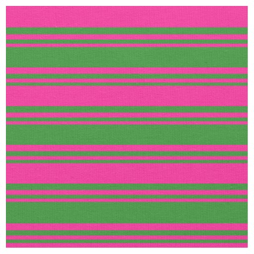 Forest Green and Deep Pink Stripes/Lines Pattern Fabric
