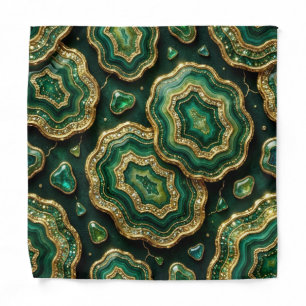 Forest Green and Gold Agate Pocket Square Bandana