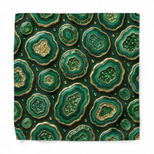 Forest Green and Gold Agate Pocket Square Bandana