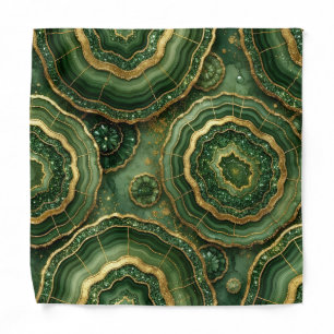 Forest Green and Gold Agate Pocket Square Bandana