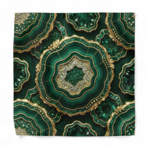 Forest Green and Gold Agate Pocket Square Bandana