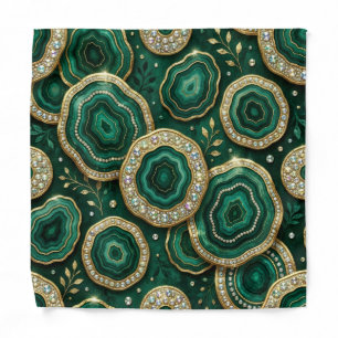 Forest Green and Gold Agate Pocket Square Bandana