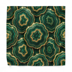 Forest Green and Gold Agate Pocket Square Bandana