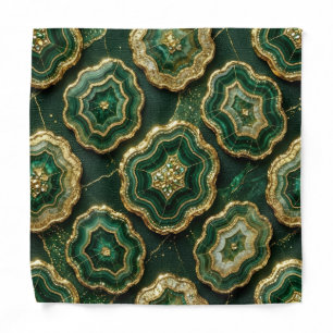 Forest Green and Gold Agate Pocket Square Bandana