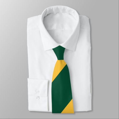 Forest Green and Gold Broad Regimental Stripe Neck Tie