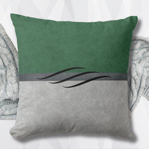 Forest Green and Gray Chic Throw Pillow