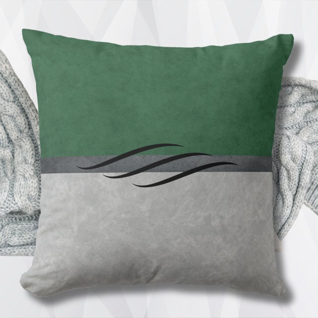 Forest Green and Gray Chic Throw Pillow (Forest Green and Gray Chic Throw Pillow)