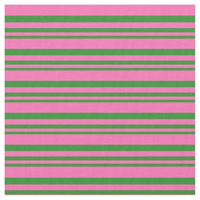 Forest Green and Hot Pink Lines/Stripes Pattern Fabric (Close Up)
