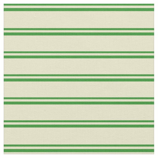 Forest Green and Pale Goldenrod Stripes Fabric