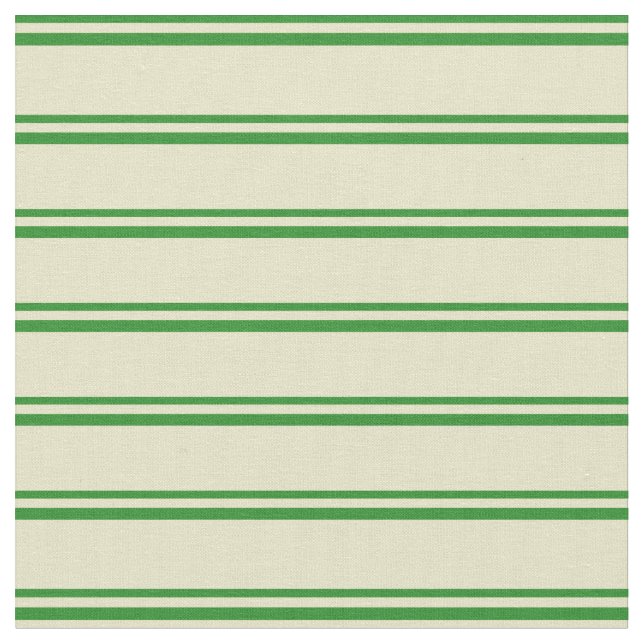 Forest Green and Pale Goldenrod Stripes Fabric (Close Up)