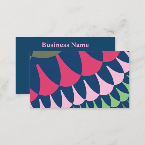 Forest Green and Pink Scales Business Card