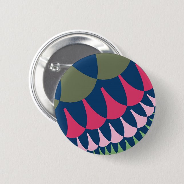 Forest Green and Pink Scales Button (Front & Back)