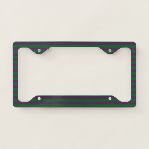 Forest Green and Purple Stripes License Plate Frame