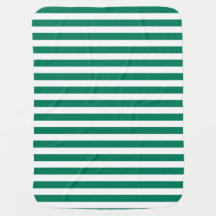 Forest green and white candy stripes baby blanket