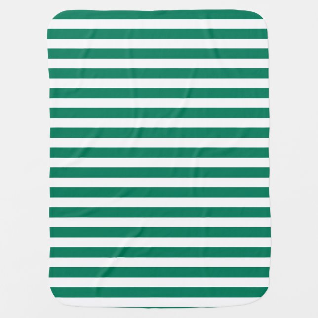 Forest green and white candy stripes baby blanket (Front)