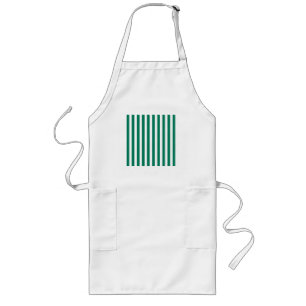 Forest green and white candy stripes long apron