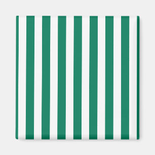 Forest green and white candy stripes magnet