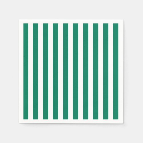 Forest green and white candy stripes napkins