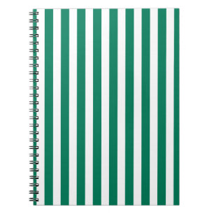 Forest green and white candy stripes notebook