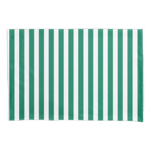 Forest green and white candy stripes pillow case