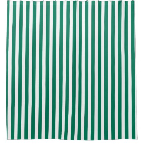 Forest green and white candy stripes shower curtain