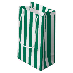 Forest green and white candy stripes small gift bag