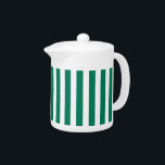 Forest green and white candy stripes teapot<br><div class="desc">Forest green and white candy stripes</div>